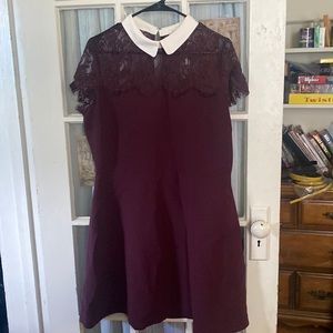 Maroon Peter Pan Collar dress